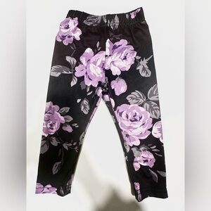 SHEIN Black and Purple Floral Leggings